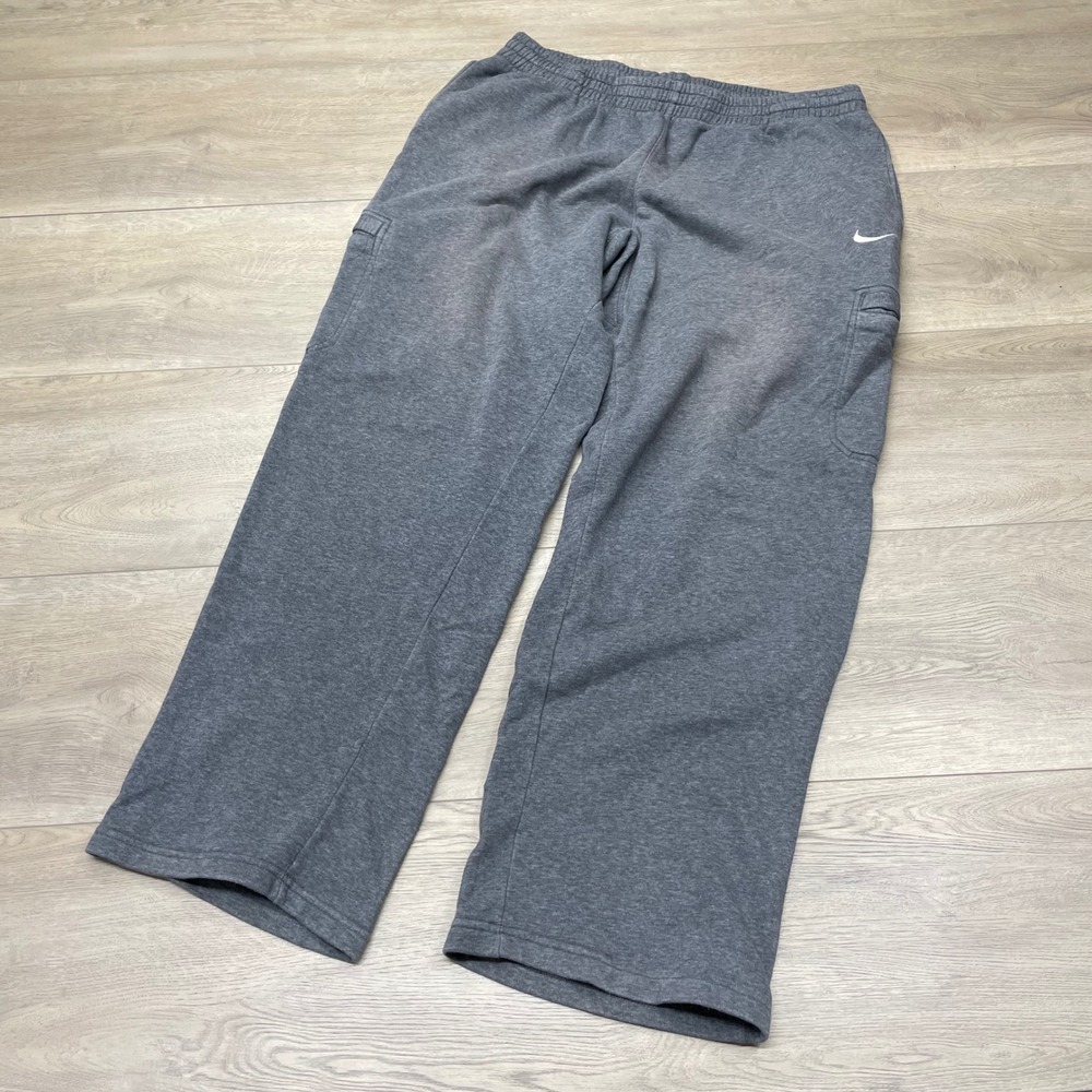Nike Cargo Sweatpants Men XXL Gray Fleece Swoosh Drawstring 586385-071
